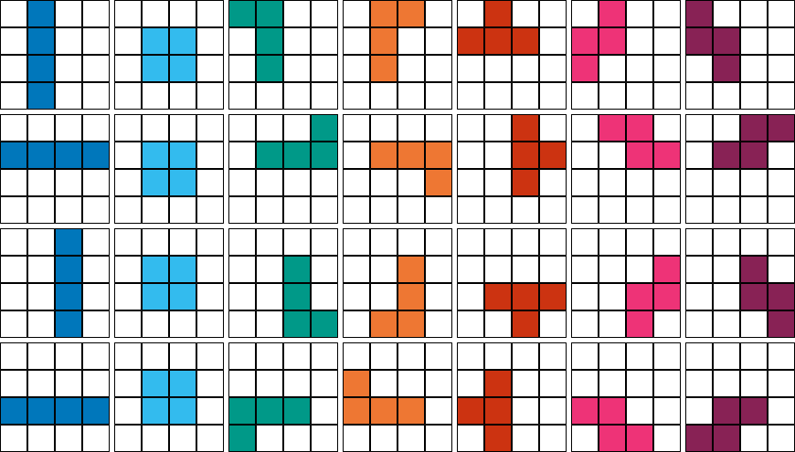 Tetris Blocks And Their Rotations