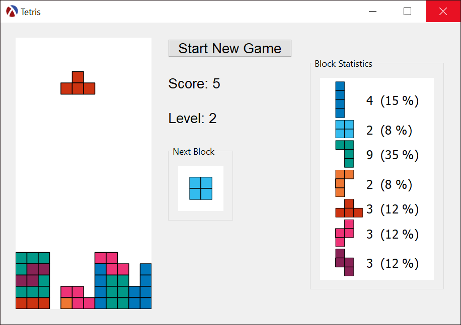 Tetris Game With Completed GUI