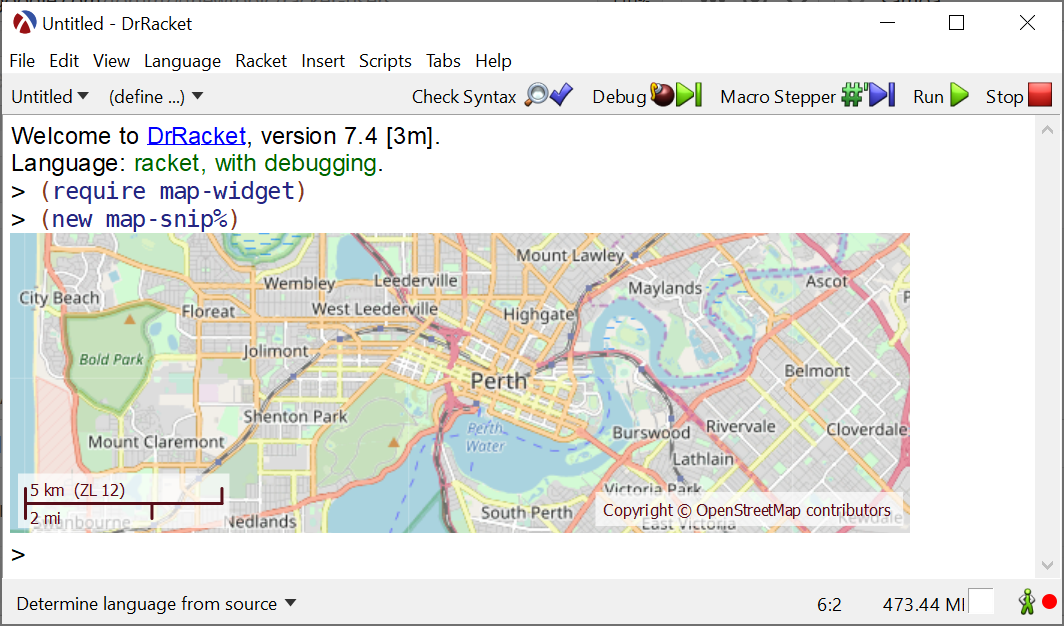 Map Snip Demo in the DrRacket REPL